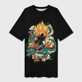 Платье-футболка 3D с принтом Dragon Ball. Retro Style ,  |  | ball | birus | boo | broly | dragon | frieza | goku | majin | piccolo | saiyan | sayan | sell | sleep | super | trunks | vejeta | бирус | броли | буу | веджета | гоку | драконий | жемчуг | курилин | маджин | пикколо | сайян | саян | селл | сон | супер | т