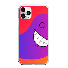 Чехол для iPhone 11 Pro матовый с принтом Градиент призрак , Силикон |  | градиент | краски | красный | лицо | призрак | улыбка | фиолетовый