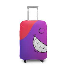Чехол для чемодана 3D с принтом Градиент призрак , 86% полиэфир, 14% спандекс | двустороннее нанесение принта, прорези для ручек и колес | градиент | краски | красный | лицо | призрак | улыбка | фиолетовый
