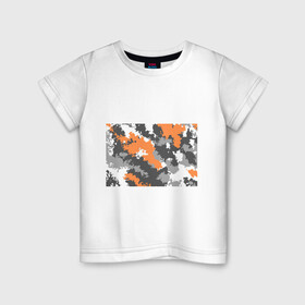 Детская футболка хлопок с принтом Камуфляж (огненный) , 100% хлопок | круглый вырез горловины, полуприлегающий силуэт, длина до линии бедер | камуфляж | милитари | огненный | огонь | оранжевый