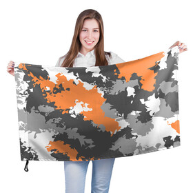 Флаг 3D с принтом Камуфляж (огненный) , 100% полиэстер | плотность ткани — 95 г/м2, размер — 67 х 109 см. Принт наносится с одной стороны | камуфляж | милитари | огненный | огонь | оранжевый