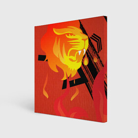 Холст квадратный с принтом Огненный лев , 100% ПВХ |  | Тематика изображения на принте: красный | лев | линии | огненный | огонь | пламя | рисунки