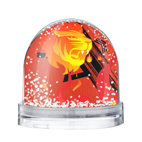 Игрушка Снежный шар с принтом Огненный лев , Пластик | Изображение внутри шара печатается на глянцевой фотобумаге с двух сторон | красный | лев | линии | огненный | огонь | пламя | рисунки