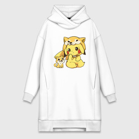 Платье-худи хлопок с принтом Пикачу и корги ,  |  | anime | picachu | pikachu | аниме | корги | милый | пика | пикачу | покебол | покемон