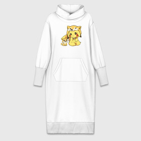 Платье удлиненное хлопок с принтом Пикачу и корги ,  |  | anime | picachu | pikachu | аниме | корги | милый | пика | пикачу | покебол | покемон