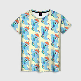 Женская футболка 3D с принтом Rainbow Dash , 100% полиэфир ( синтетическое хлопкоподобное полотно) | прямой крой, круглый вырез горловины, длина до линии бедер | my little pony | дружба это чудо | единорог | единороги | май литл пони | мульт | мультфильм | радуга дэш | селестия | спайк | сумеречная искорка