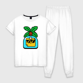 Женская пижама хлопок с принтом SPROUT (ICON) 5 , 100% хлопок | брюки и футболка прямого кроя, без карманов, на брюках мягкая резинка на поясе и по низу штанин | android | brawl | brawl stars | clash | game | stars | андроид | игра | мобильные игры