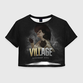 Женская футболка Crop-top 3D с принтом Resident Evil: леди Димитреску , 100% полиэстер | круглая горловина, длина футболки до линии талии, рукава с отворотами | resident evil: village | альсина димитреску | женщина вампир | резидент ивел | тиран