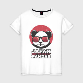 Женская футболка хлопок с принтом Japan Kingdom of Pandas , 100% хлопок | прямой крой, круглый вырез горловины, длина до линии бедер, слегка спущенное плечо | art | japanese | panda | retro look | style | vintage look | арт | винтаж | винтажный стиль | кингдом | королевство | королевство панд | крутая панда в очках | панда | пандочка | ретро стиль | рисунок панды | япония | 