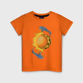 Детская футболка хлопок с принтом Киты , 100% хлопок | круглый вырез горловины, полуприлегающий силуэт, длина до линии бедер | fly | дуализм | космос | медитация | полет | фантазия