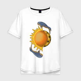 Мужская футболка хлопок Oversize с принтом Киты , 100% хлопок | свободный крой, круглый ворот, “спинка” длиннее передней части | fly | дуализм | космос | медитация | полет | фантазия