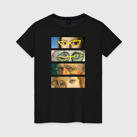 Женская футболка хлопок с принтом Новый взгляд на классику , 100% хлопок | прямой крой, круглый вырез горловины, длина до линии бедер, слегка спущенное плечо | art | artists | eyes | inscriptions | museum | глаза | искусство | музей | надписи | очки | художники