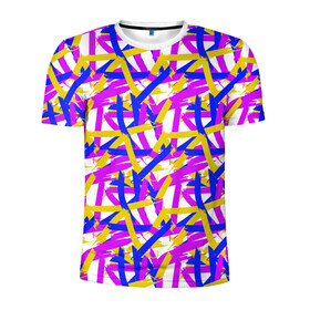 Мужская футболка 3D спортивная с принтом абстракция из ярких полос , 100% полиэстер с улучшенными характеристиками | приталенный силуэт, круглая горловина, широкие плечи, сужается к линии бедра | abstract | art | blue | bright | brush strokes | childrens | color | daub | drawing | geometry | gouache | isometry | lilac | pattern | stripes | three | yellow | абстрактный | гуашь | желтый | мазки кистью | мазня | полосы | синий | сиреневый | три | цве