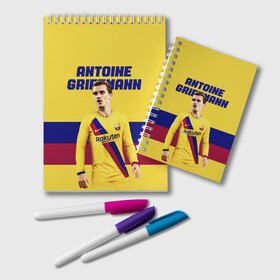 Блокнот с принтом ANTOINE GRIEZMANN / ГРИЗМАНН , 100% бумага | 48 листов, плотность листов — 60 г/м2, плотность картонной обложки — 250 г/м2. Листы скреплены удобной пружинной спиралью. Цвет линий — светло-серый
 | antoine griezmann | barcelona | football | sport | антуан гризманн | барселона | номер 7 | сборная франции | спорт. | футбол