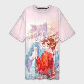 Платье-футболка 3D с принтом Томоэ и Нанами ,  |  | akura | kamisama kiss | kitsune | mizuki | nanami | tomoe | yokai | акура | аниме | бог | боги | демон лис | демоны | ёкай | змея | йокай | кицуне | лис | мидзуки | мизуки | нанами | неко | очень приятно бог | томое | томоэ