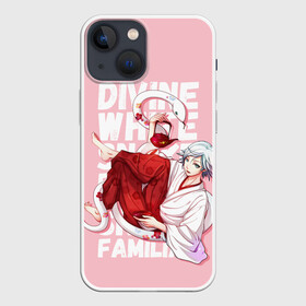 Чехол для iPhone 13 mini с принтом Divine white snake ,  |  | Тематика изображения на принте: akura | kamisama kiss | kitsune | mizuki | nanami | tomoe | yokai | акура | аниме | бог | боги | демон лис | демоны | ёкай | змея | йокай | кицуне | лис | мидзуки | мизуки | нанами | неко | очень приятно бог | томое | томоэ