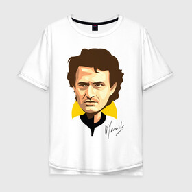 Мужская футболка хлопок Oversize с принтом автограф Жозе Моуринью  , 100% хлопок | свободный крой, круглый ворот, “спинка” длиннее передней части | jose mourinho | vdgerir | жозе моуринью