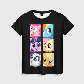 Женская футболка 3D с принтом Pony team , 100% полиэфир ( синтетическое хлопкоподобное полотно) | прямой крой, круглый вырез горловины, длина до линии бедер | my little pony | дружба это чудо | единорог | единороги | май литл пони | мульт | мультфильм