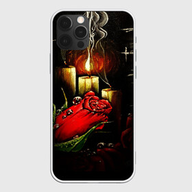 Чехол для iPhone 12 Pro Max с принтом Роза при свечах , Силикон |  | дым | роза | роса | свет | свечи
