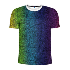Мужская футболка 3D спортивная с принтом Узор , 100% полиэстер с улучшенными характеристиками | приталенный силуэт, круглая горловина, широкие плечи, сужается к линии бедра | rainbow | орнамент | радуга | растительный | узор | цветной