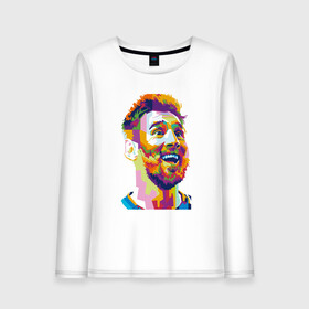 Женский лонгслив хлопок с принтом Messi Smile , 100% хлопок |  | argentina | barca | barcelona | football | lionel | messi | spain | sport | аргентина | барса | барселона | гол | золотой мяч | игрок | испания | камп ноу | лионель | месси | мяч | спорт | тренер | футбол | чемпион | чемпионат