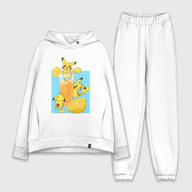 Женский костюм хлопок Oversize с принтом Пикачу в лимонаде ,  |  | anime | picachu | pikachu | аниме | красная шапочка | милый | пика | пикачу | покебол | покемон