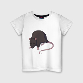 Детская футболка хлопок с принтом Чёрная крыса , 100% хлопок | круглый вырез горловины, полуприлегающий силуэт, длина до линии бедер | Тематика изображения на принте: rat | грызуны | животные | крысы | притомцы