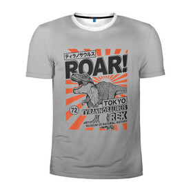 Мужская футболка 3D спортивная с принтом ROAR Tokyo T-rex , 100% полиэстер с улучшенными характеристиками | приталенный силуэт, круглая горловина, широкие плечи, сужается к линии бедра | dino | rex | roar | t rex | дино | динозавр | динозавры