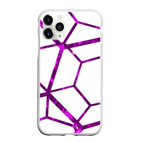 Чехол для iPhone 11 Pro Max матовый с принтом Hexagon , Силикон |  | hexagon | lines | purple | violet | линии | фиолетовый многоугольник | шестиугольник