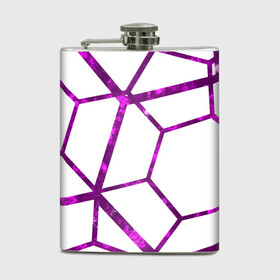 Фляга с принтом Hexagon , металлический корпус | емкость 0,22 л, размер 125 х 94 мм. Виниловая наклейка запечатывается полностью | hexagon | lines | purple | violet | линии | фиолетовый многоугольник | шестиугольник