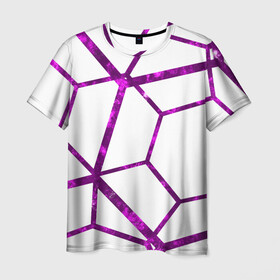 Мужская футболка 3D с принтом Hexagon , 100% полиэфир | прямой крой, круглый вырез горловины, длина до линии бедер | hexagon | lines | purple | violet | линии | фиолетовый многоугольник | шестиугольник