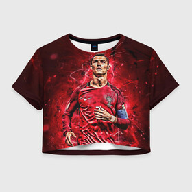 Женская футболка Crop-top 3D с принтом Cristiano Ronaldo (Portugal) , 100% полиэстер | круглая горловина, длина футболки до линии талии, рукава с отворотами | 7 | cr | cr7 | cristiano | fc | fifa | footbal | juventus | madrid | portugal | real | ronaldo | soccer | криштиану | лига | мяч | мячик | поле | португалия | роналду | спорт | форма | футбол | футболист | футбольная | футбольный | чемпион |