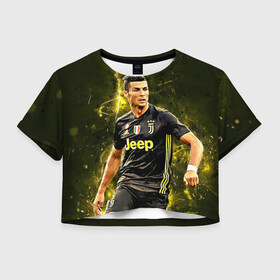 Женская футболка Crop-top 3D с принтом Cristiano Ronaldo (Juventus) , 100% полиэстер | круглая горловина, длина футболки до линии талии, рукава с отворотами | 7 | cr | cr7 | cristiano | fc | fifa | footbal | juventus | madrid | portugal | real | ronaldo | soccer | криштиану | лига | мяч | мячик | поле | португалия | роналду | спорт | форма | футбол | футболист | футбольная | футбольный | чемпион |