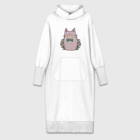 Платье удлиненное хлопок с принтом торжественный кот ,  |  | акварель | бабочка | бантик | галстук | животные | звери | кот | котейка | рисунок | торжественный