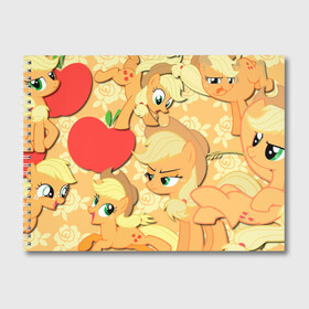 Альбом для рисования с принтом Applejack pattern , 100% бумага
 | матовая бумага, плотность 200 мг. | my little pony | дружба это чудо | единорог | единороги | май литл пони | мульт | мультфильм