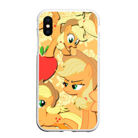 Чехол для iPhone XS Max матовый с принтом Applejack pattern , Силикон | Область печати: задняя сторона чехла, без боковых панелей | my little pony | дружба это чудо | единорог | единороги | май литл пони | мульт | мультфильм