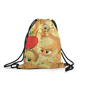 Рюкзак-мешок 3D с принтом Applejack pattern , 100% полиэстер | плотность ткани — 200 г/м2, размер — 35 х 45 см; лямки — толстые шнурки, застежка на шнуровке, без карманов и подкладки | my little pony | дружба это чудо | единорог | единороги | май литл пони | мульт | мультфильм