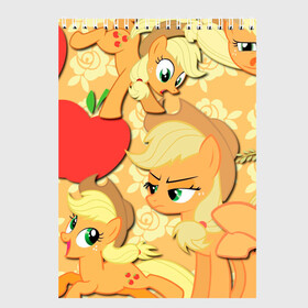 Скетчбук (блокнот) с принтом Applejack pattern , 100% бумага
 | 48 листов, плотность листов — 100 г/м2, плотность картонной обложки — 250 г/м2. Листы скреплены сверху удобной пружинной спиралью | Тематика изображения на принте: my little pony | дружба это чудо | единорог | единороги | май литл пони | мульт | мультфильм