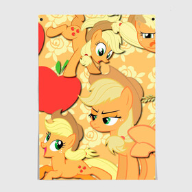 Постер с принтом Applejack pattern , 100% бумага
 | бумага, плотность 150 мг. Матовая, но за счет высокого коэффициента гладкости имеет небольшой блеск и дает на свету блики, но в отличии от глянцевой бумаги не покрыта лаком | my little pony | дружба это чудо | единорог | единороги | май литл пони | мульт | мультфильм