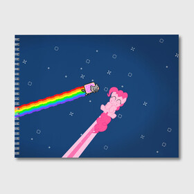 Альбом для рисования с принтом Nyan cat x Pony , 100% бумага
 | матовая бумага, плотность 200 мг. | my little pony | nyan cat | дружба это чудо | единорог | единороги | май литл пони | мульт | мультфильм | нян кэт