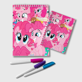 Блокнот с принтом Pinkie Pie pattern , 100% бумага | 48 листов, плотность листов — 60 г/м2, плотность картонной обложки — 250 г/м2. Листы скреплены удобной пружинной спиралью. Цвет линий — светло-серый
 | my little pony | дружба это чудо | единорог | единороги | май литл пони | мульт | мультфильм