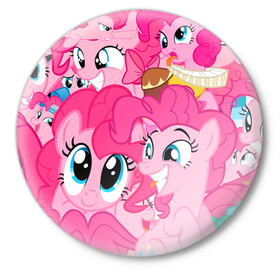 Значок с принтом Pinkie Pie pattern ,  металл | круглая форма, металлическая застежка в виде булавки | my little pony | дружба это чудо | единорог | единороги | май литл пони | мульт | мультфильм