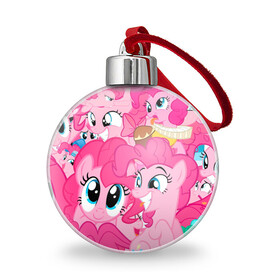 Ёлочный шар с принтом Pinkie Pie pattern , Пластик | Диаметр: 77 мм | my little pony | дружба это чудо | единорог | единороги | май литл пони | мульт | мультфильм