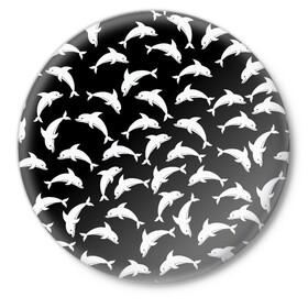 Значок с принтом Дельфиновый фон Dolphin ,  металл | круглая форма, металлическая застежка в виде булавки | dolphin | дельфин | дельфиновый фон | дельфины | косатка | морской житель | пляжная