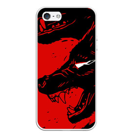 Чехол для iPhone 5/5S матовый с принтом Красный волк 3D , Силикон | Область печати: задняя сторона чехла, без боковых панелей | абстракция | волк | злой | зубы | илюстрация | искуство | культура | минимализм | оскал | текстура | ярость