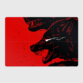 Магнитный плакат 3Х2 с принтом Красный волк 3D , Полимерный материал с магнитным слоем | 6 деталей размером 9*9 см | абстракция | волк | злой | зубы | илюстрация | искуство | культура | минимализм | оскал | текстура | ярость