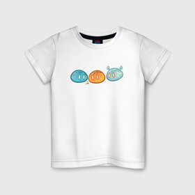 Детская футболка хлопок с принтом Genshin impact Slime trio №1 , 100% хлопок | круглый вырез горловины, полуприлегающий силуэт, длина до линии бедер | colorful | cute | genshin impact | slime | геншин | геншин импакт | милота