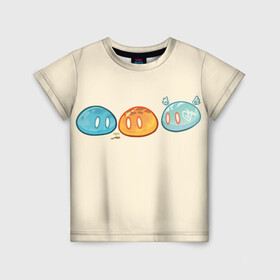 Детская футболка 3D с принтом Genshin impact Slime trio №1 , 100% гипоаллергенный полиэфир | прямой крой, круглый вырез горловины, длина до линии бедер, чуть спущенное плечо, ткань немного тянется | colorful | cute | genshin impact | slime | геншин | геншин импакт | милота