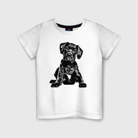 Детская футболка хлопок с принтом Собака , 100% хлопок | круглый вырез горловины, полуприлегающий силуэт, длина до линии бедер | doggy | puppy | домашнее животное | собака | щенок
