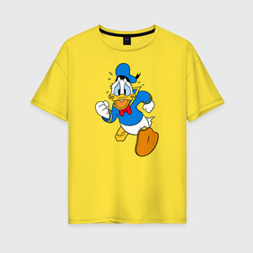 Женская футболка хлопок Oversize с принтом Дональд Дак , 100% хлопок | свободный крой, круглый ворот, спущенный рукав, длина до линии бедер
 | disney | don | donald duck | donald fauntleroy duck | vdzabma | дисней | дон | дональд дак